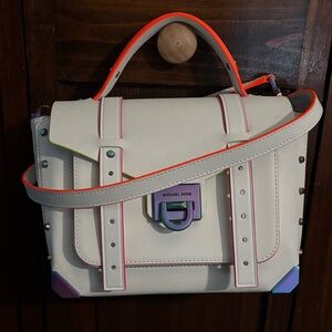 Michael Kors Cream Satchel with Neon Accents